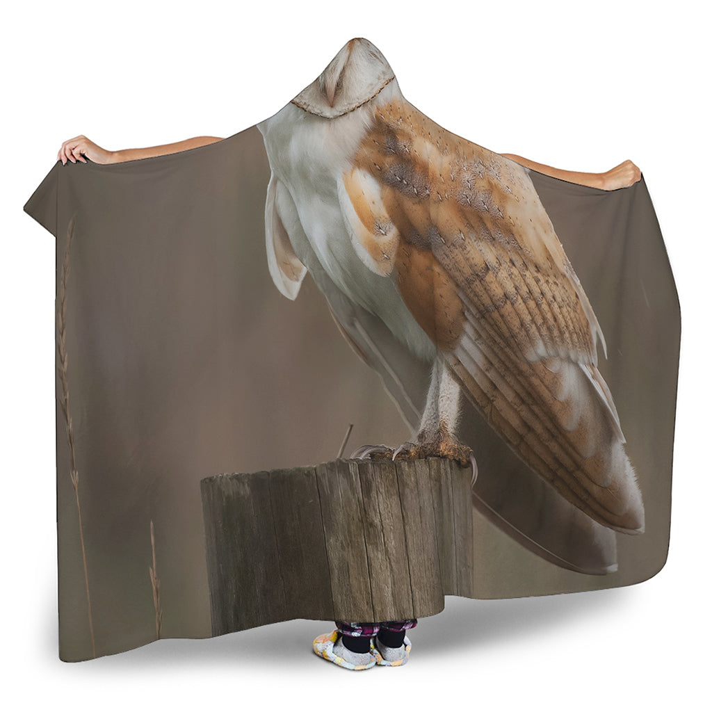 Barn Owl Print Hooded Blanket