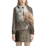 Barn Owl Print Hoodie Dress