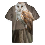 Barn Owl Print Men's Short Sleeve Shirt