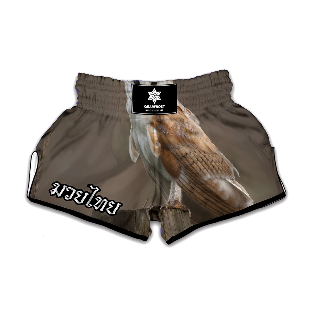 Barn Owl Print Muay Thai Boxing Shorts