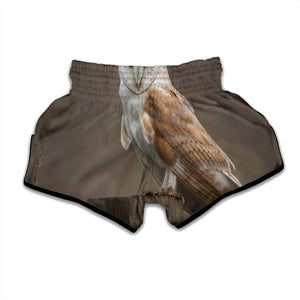 Barn Owl Print Muay Thai Boxing Shorts