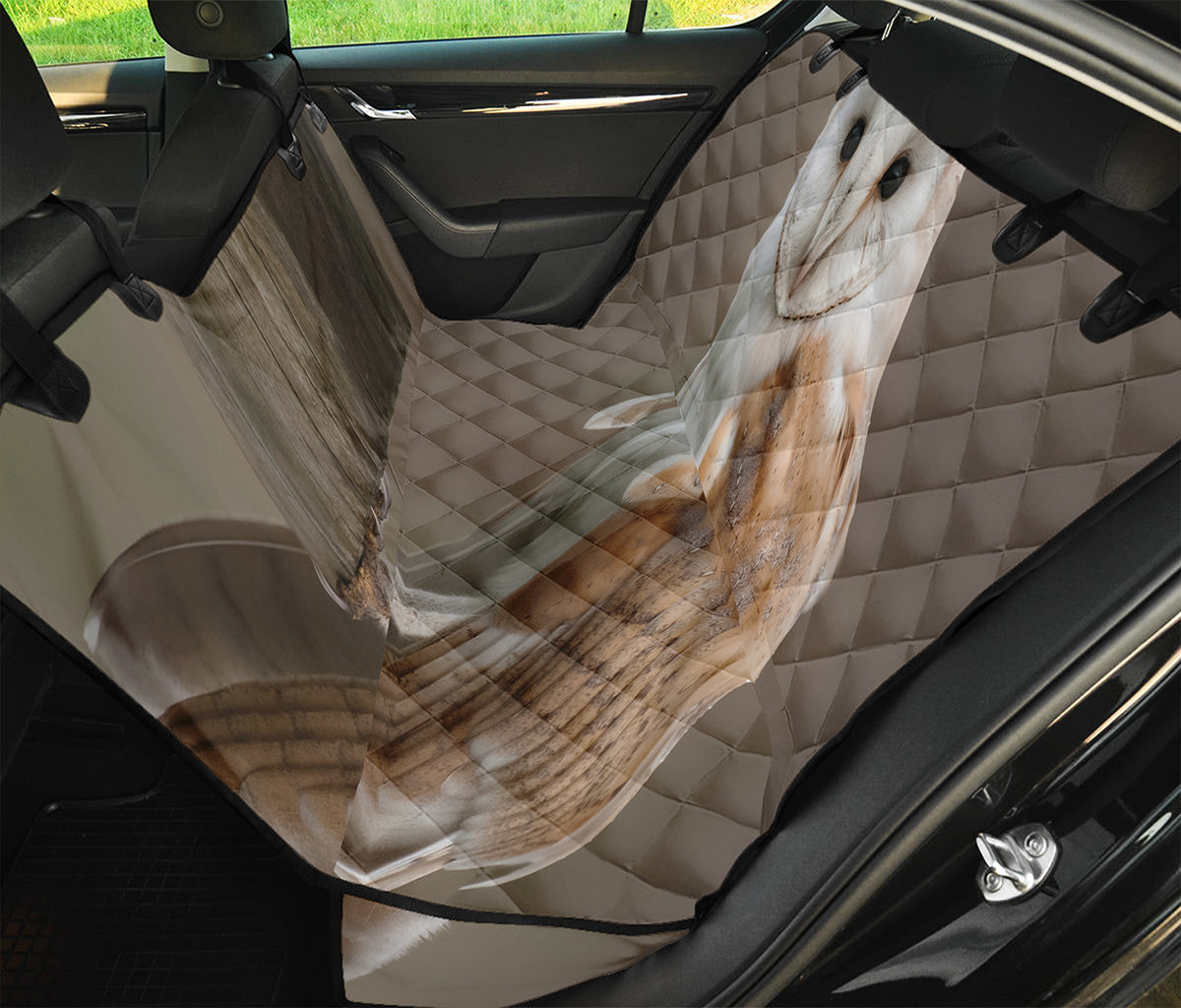 Barn Owl Print Pet Car Back Seat Cover