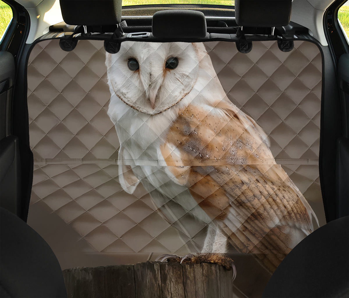 Barn Owl Print Pet Car Back Seat Cover