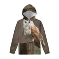 Barn Owl Print Pullover Hoodie