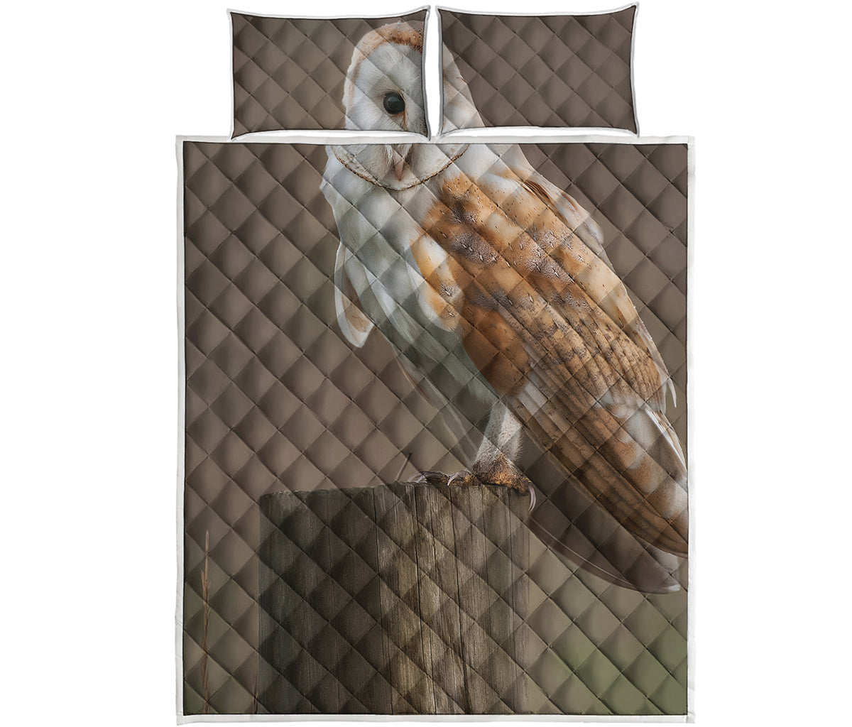 Barn Owl Print Quilt Bed Set