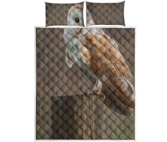 Barn Owl Print Quilt Bed Set