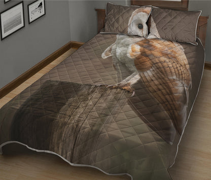 Barn Owl Print Quilt Bed Set