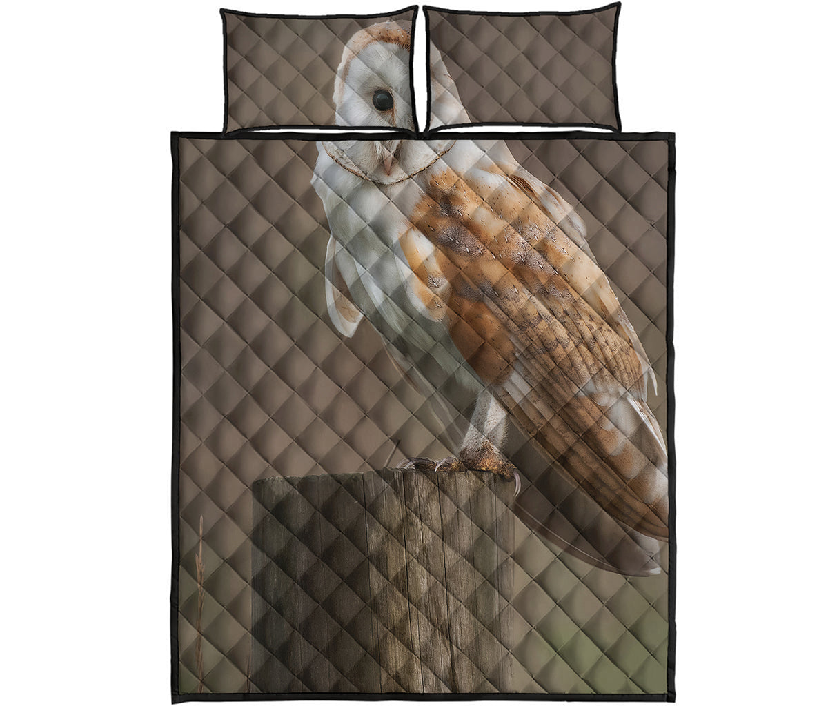 Barn Owl Print Quilt Bed Set