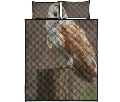 Barn Owl Print Quilt Bed Set
