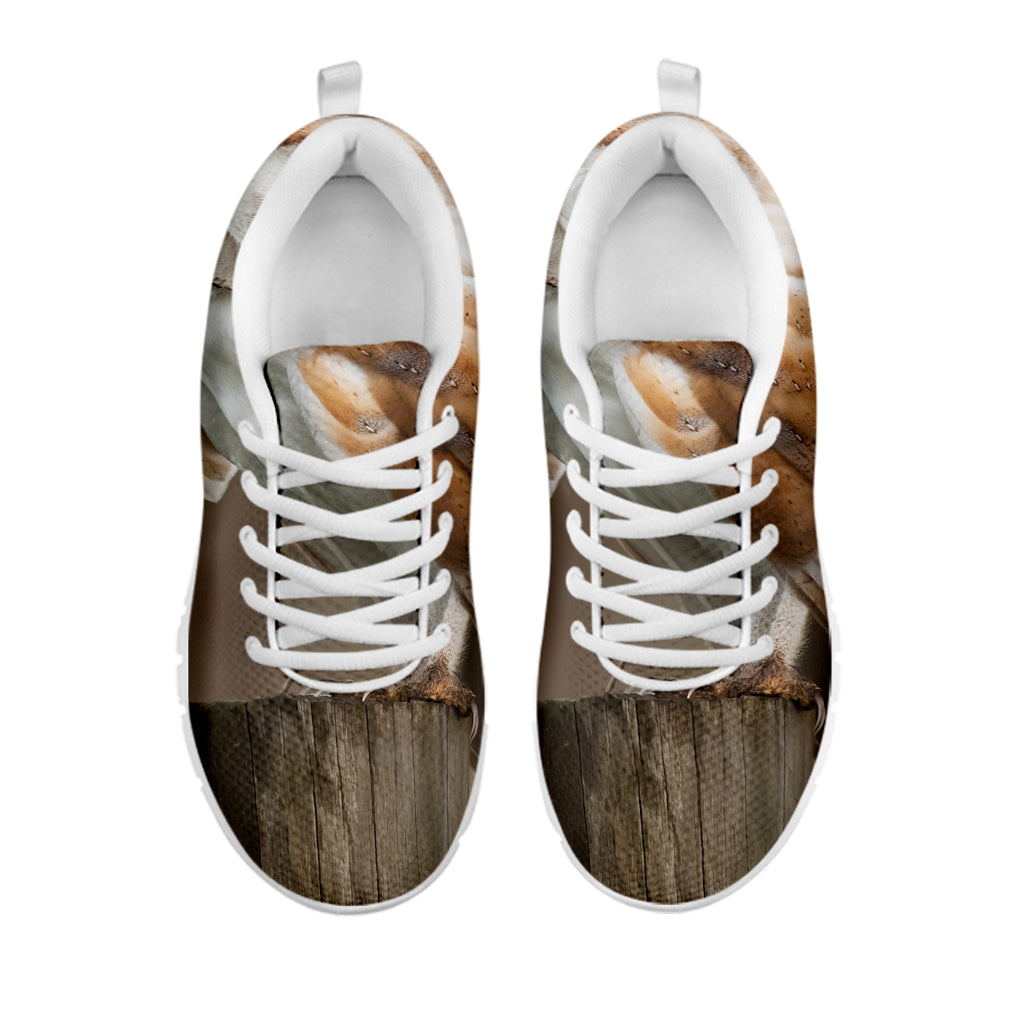 Barn Owl Print White Sneakers