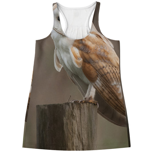 Barn Owl Print Women's Racerback Tank Top