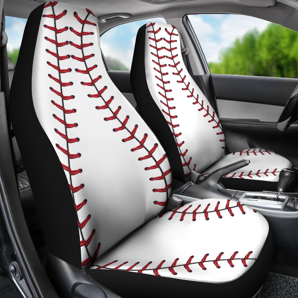 Baseball Ball Stitches Universal Fit Car Seat Covers GearFrost