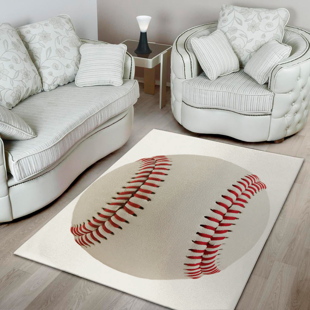 Baseball Stitching Print Area Rug