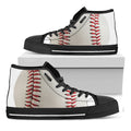 Baseball Stitching Print Black High Top Sneakers