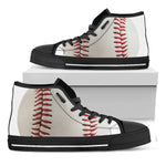 Baseball Stitching Print Black High Top Shoes