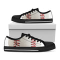 Baseball Stitching Print Black Low Top Sneakers