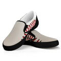 Baseball Stitching Print Black Slip On Sneakers