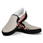 Baseball Stitching Print Black Slip On Shoes