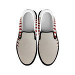 Baseball Stitching Print Black Slip On Shoes
