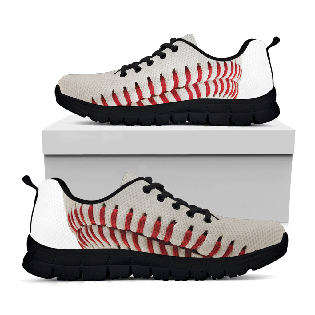 Baseball Stitching Print Black Sneakers