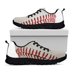 Baseball Stitching Print Black Sneakers