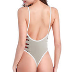 Baseball Stitching Print High Cut One Piece Swimsuit