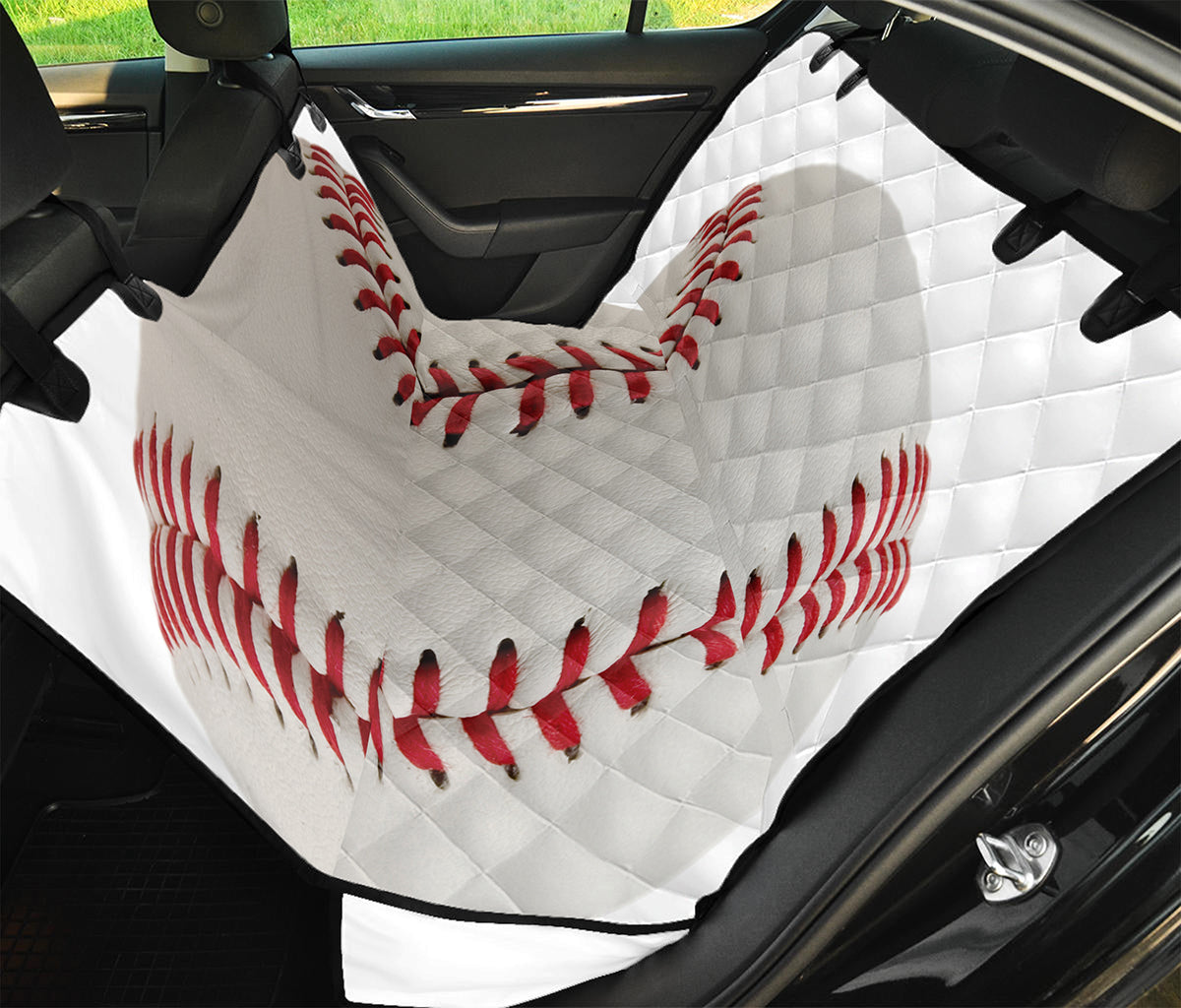 Baseball Stitching Print Pet Car Back Seat Cover
