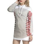 Baseball Stitching Print Pullover Hoodie Dress