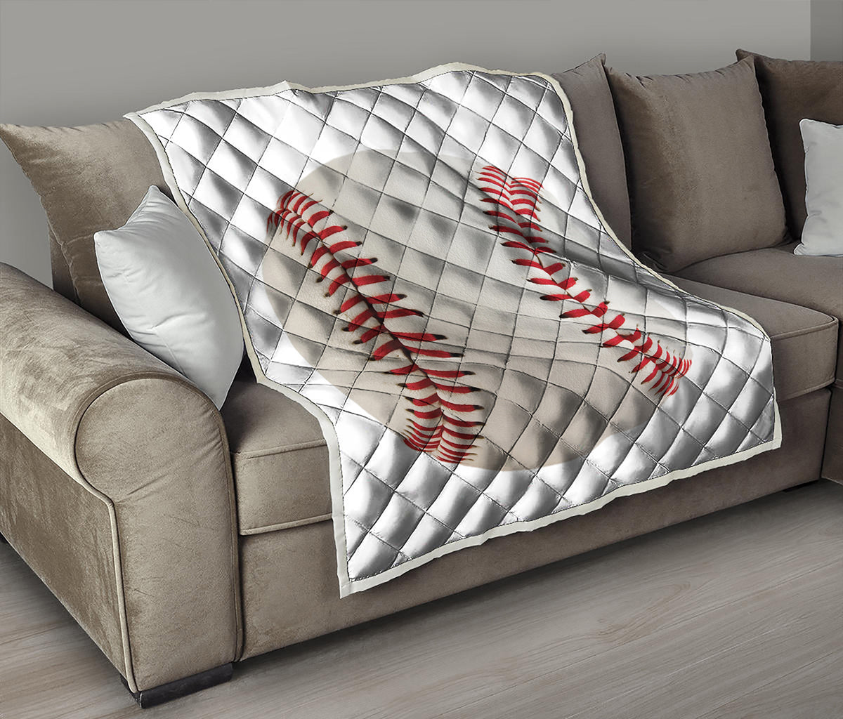 Baseball Stitching Print Quilt