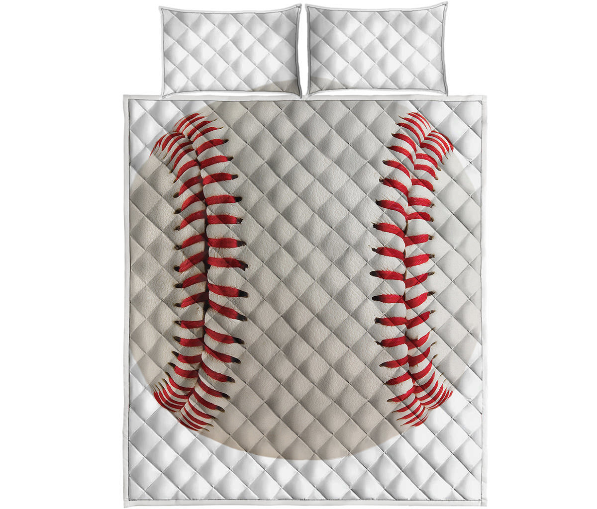 Baseball Stitching Print Quilt Bed Set