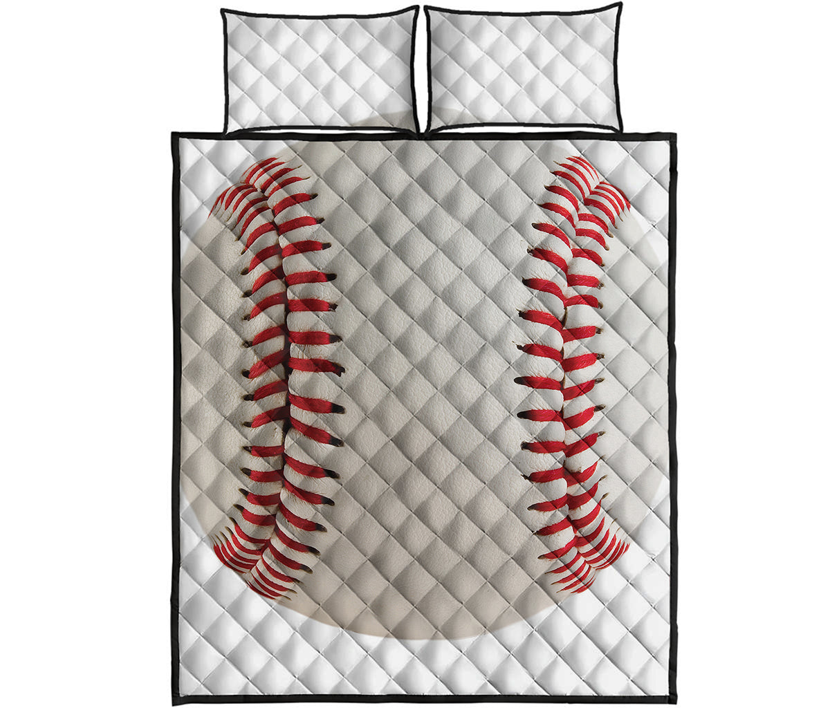 Baseball Stitching Print Quilt Bed Set