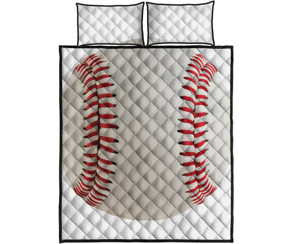 Baseball Stitching Print Quilt Bed Set