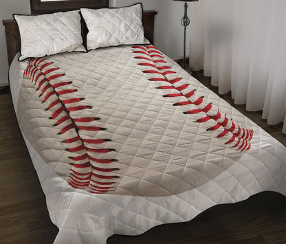 Baseball Stitching Print Quilt Bed Set