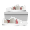 Baseball Stitching Print White Low Top Sneakers