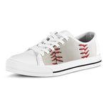Baseball Stitching Print White Low Top Shoes