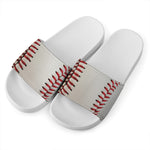 Baseball Stitching Print White Slide Sandals