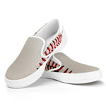Baseball Stitching Print White Slip On Shoes