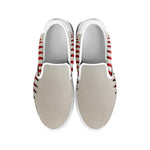 Baseball Stitching Print White Slip On Shoes