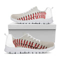 Baseball Stitching Print White Running Shoes