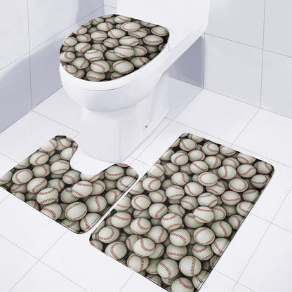 Baseballs 3D Print 3 Piece Bath Mat Set