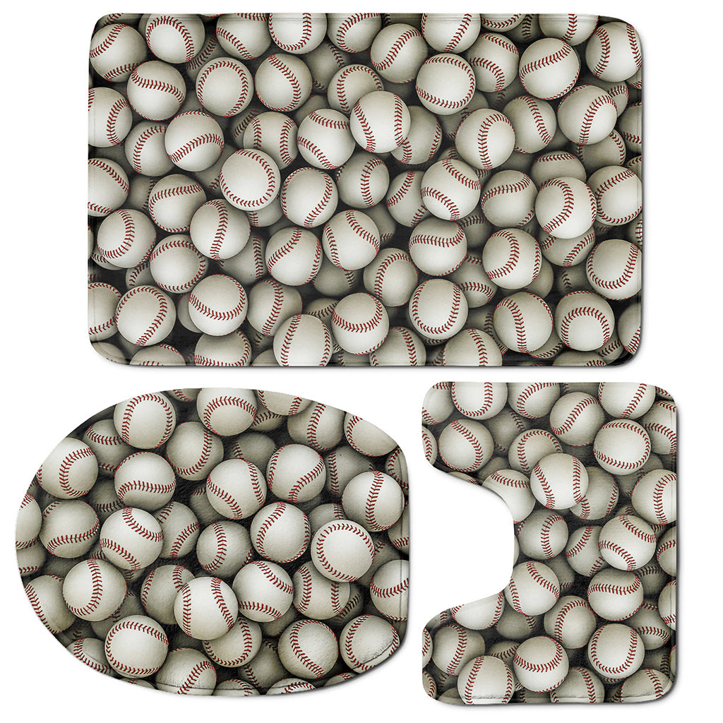 Baseballs 3D Print 3 Piece Bath Mat Set