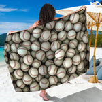 Baseballs 3D Print Beach Sarong Wrap