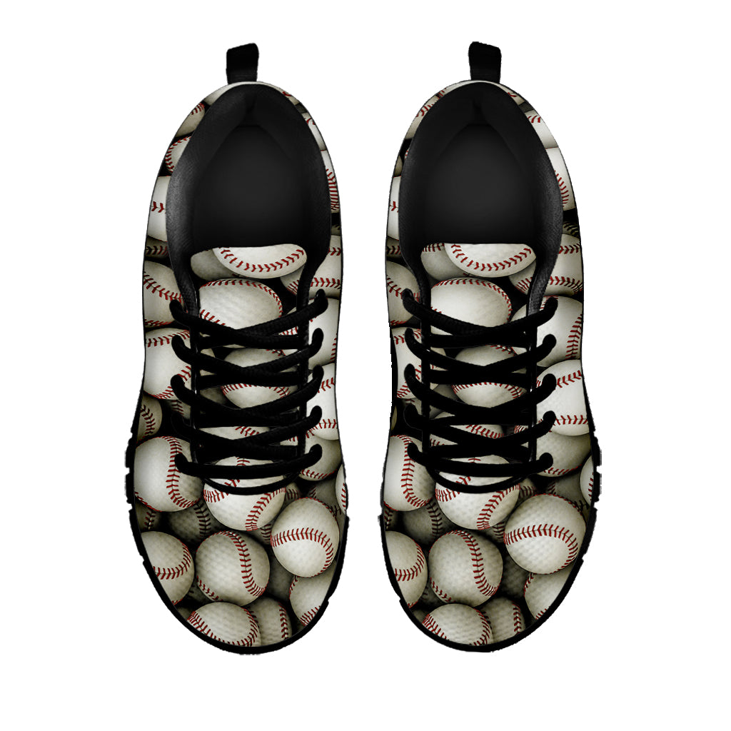 Baseballs 3D Print Black Sneakers