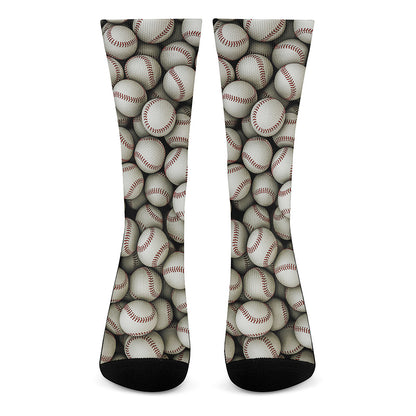 Baseballs 3D Print Crew Socks