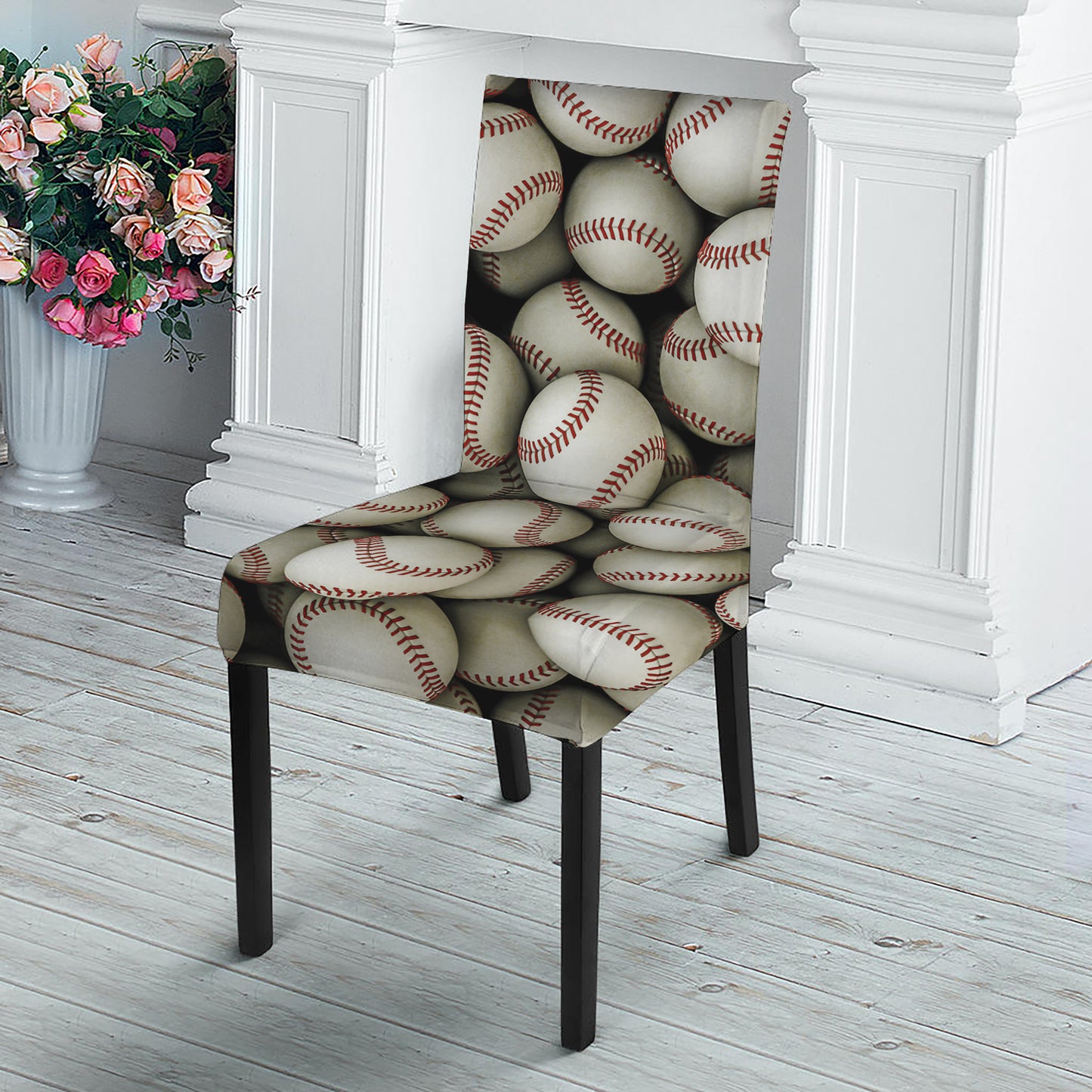 Baseballs 3D Print Dining Chair Slipcover
