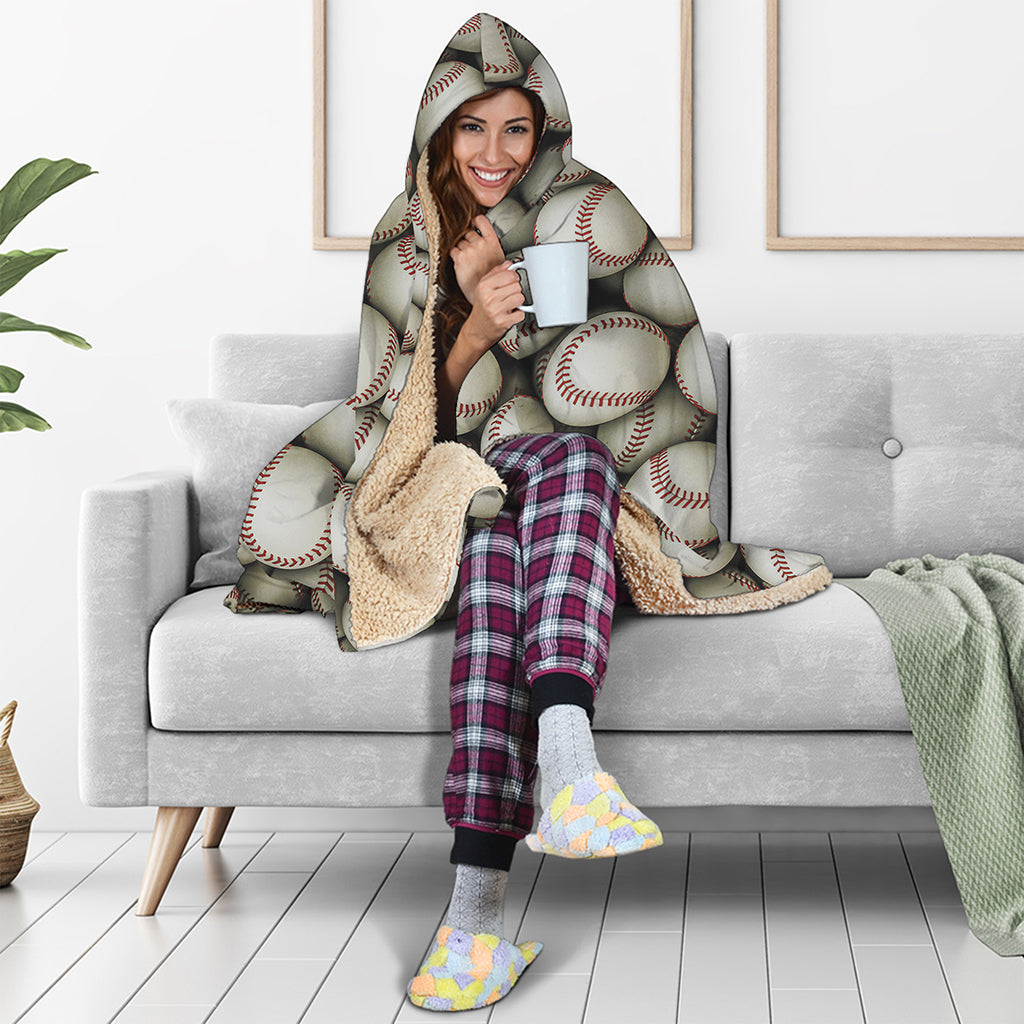 Baseballs 3D Print Hooded Blanket