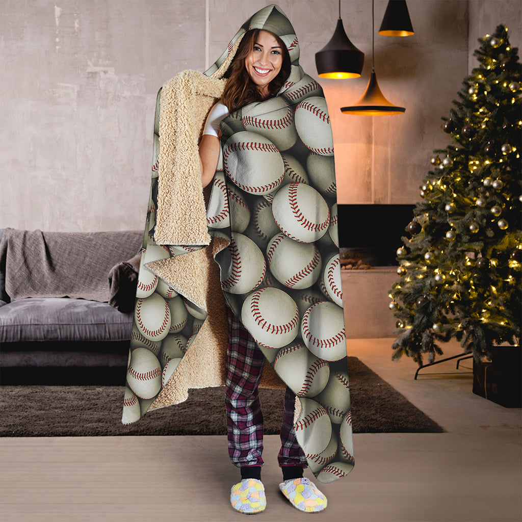 Baseballs 3D Print Hooded Blanket