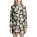 Baseballs 3D Print Pullover Hoodie Dress