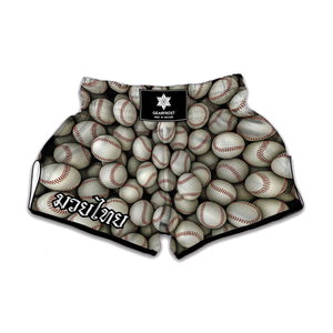 Baseballs 3D Print Muay Thai Boxing Shorts