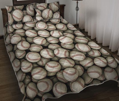 Baseballs 3D Print Quilt Bed Set